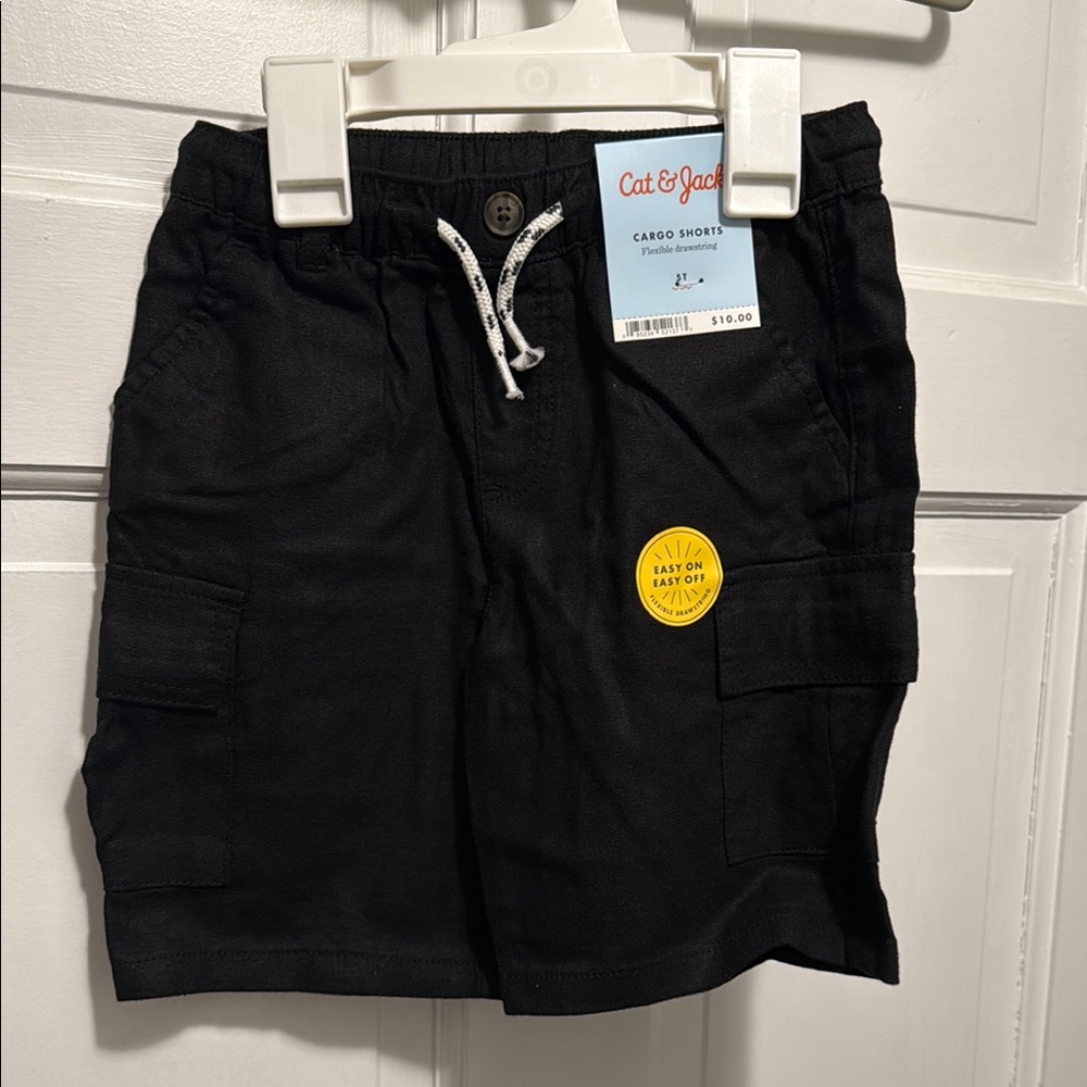 Cat & Jack Black Cargo Shorts with Adjustable Waist